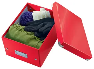 Leitz Wow Click & Store Red Storage Box with Label Holder Small