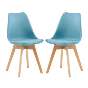 Nero Upholstered Dining Chair (Set of 2) Airy Blue / Beech