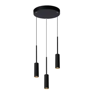 Lucide Tubule Modern Cluster Pendant Light 26cm - LED - 3x7W 2700K - Black