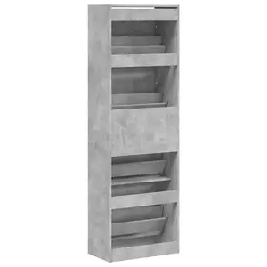 Berkfield Shoe Cabinet with 4 Flip-Drawers Concrete Grey 60x34x187.5 cm