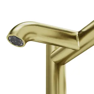 GoodHome Owens Satin Brass effect Deck-mounted Manual Double Bath Filler Tap