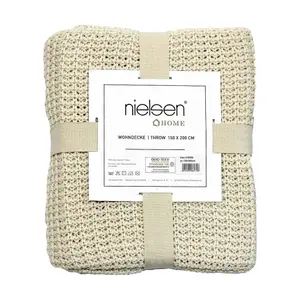 nielsen Alen Coarse Knitted Large Throw Blanket - Cream