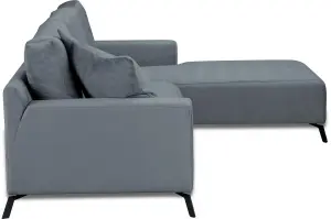 FIRAGO CORNER RIGHT HAND SOFA GREY FABRIC VELVET