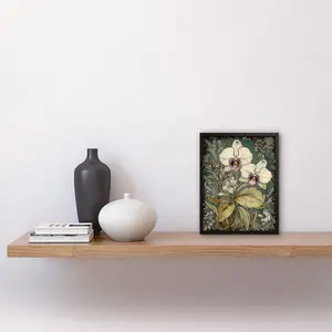 Aafia William Morris Style White And Purple Orchid - Single Picture Frame Print