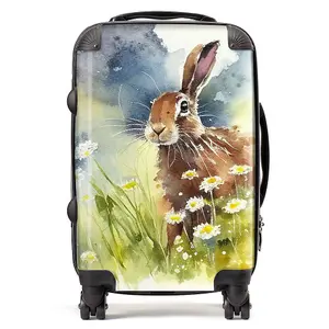 Hare And Daisies Watercolour Suitcase - Cabin