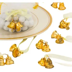 Unique Party Wedding Bells Plastic Party Favour (Pack of 12) Gold (One Size)