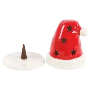 Something Different Santa Hat Tealight And Incense Cone Holder Red/White (One Size)