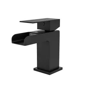 Nes Home Matt Black Waterfall Waterfall Cloakroom Basin Mono Mixer