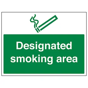 Designated Smoking Area Notice Sign - Adhesive Vinyl - 400x300mm (x3)