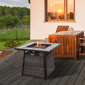 Outdoor Square Rattan Outdoor Table with Heat Burner Heater