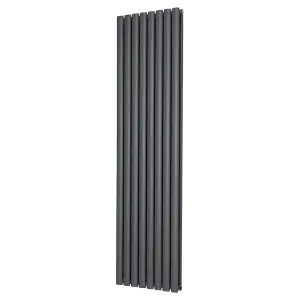 Right Radiators 1800x472mm Vertical Double Oval Column Designer Radiator Anthracite