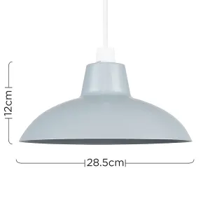 ValueLights Civic Metro Silver Ceiling Pendant Shade and B22 GLS LED 10W Warm White 3000K Bulb