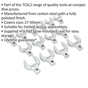 14-Piece Crow's Foot Spanner Set with 1/2" Drive Ratchet for Metric Applications