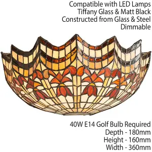 Tiffany Glass Wall Light Cream & Bold Red Scallop Shade Interior Sconce i00258