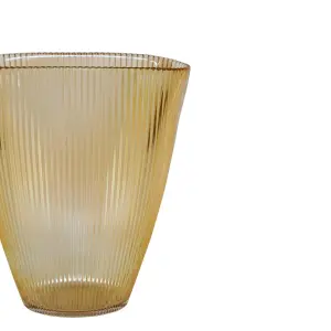 Amber Ribbed Vase H24.5Cm W21.5Cm