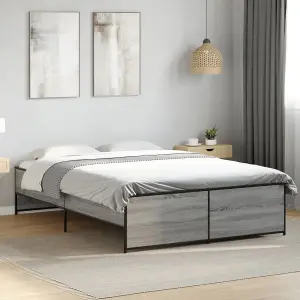 Berkfield Bed Frame without Mattress Grey Sonoma 135x190 cm Double