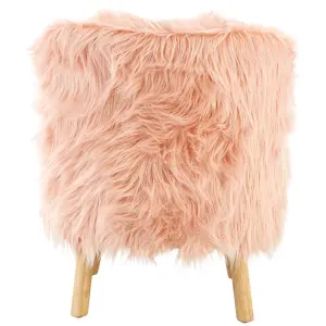 Interiors by Premier Pink Faux Fur Chair, Backrest Indoor Accent Chair, Easy to Clean Small Lounge Chair