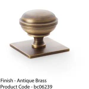 Classic Round Cabinet Door Knob & Matching Backplate - Antique Brass 38mm Handle