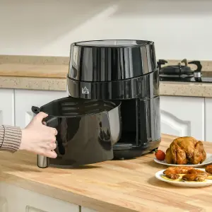 HOMCOM Air Fryer 1500W 4.5L with Digital Display Timer for Low Fat Cooking