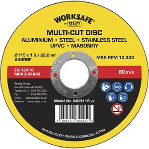 Versatile 115mm Cutting Disc for Metal, Masonry, and UPVC