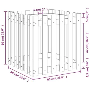 Berkfield Garden Planter with Fence Design 60x60x60 cm Impregnated Wood Pine