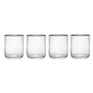 Mikasa Sorrento Ridged Crystal Set of 4 400ml Tumbler Glasses