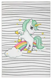 Green Unicorn with rainbow Kids bedroom Rugs