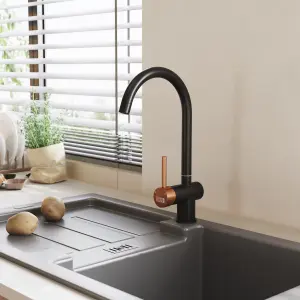 Black Stainless Steel Side Lever Kitchen Tap Mixer Tap