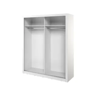 Lux 28 - 2 Sliding 1 Mirror Door Wardrobe in White - W1800mm H2160mm D600mm, Elegant and Functiona