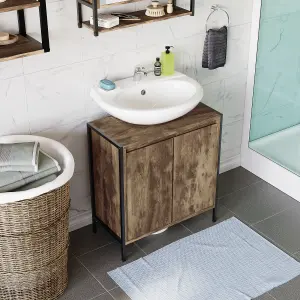 Lana Matt Brown Freestanding Double Bathroom Sink cabinet (H) 650mm (W) 600mm