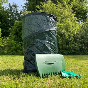 Garden Tidy Leaf Collection Scoops Clean Up Kit Leaf Grabs, Gloves & Pop Up Waste Bag