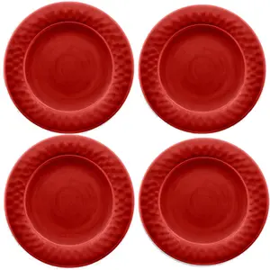 Purely Home Crackle Red Melamine Side Plates - Set of 4