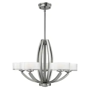 5 Bulb Chandelier Hanging Pendant Ceiling Light Brushed Nickel LED G9 3.5W Bulb