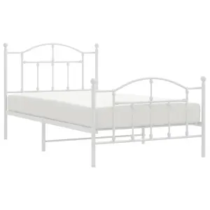 Berkfield Metal Bed Frame with Headboard and Footboard White 100x190 cm