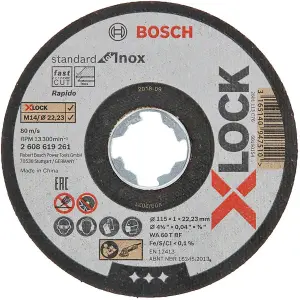 Bosch Professional X-LOCK Standard Inox Straight Cutting Disc, 115x1x22.23mm