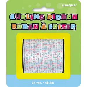 Unique Baby Shower Balloon Ribbon White/Multicoloured (One Size)