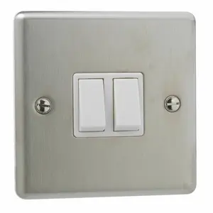 Stainless Steel 10A Double Gang Toggle Light Switch (Set of 2)