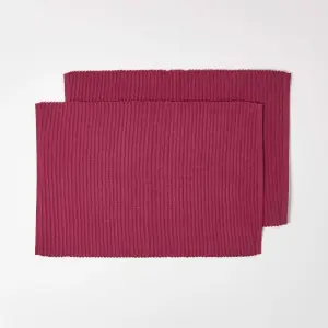 Homescapes Cotton Plain Plum Pack of 2 Placemats