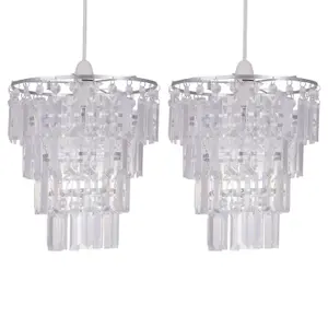 First Choice Lighting Set of 2 Clear Acrylic 4 Tier Easy Fit Light Shades