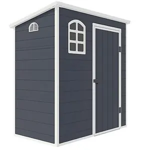 6 x 3 Plastic Pent Shed - Dark Grey with Foundation Kit (included) (6ft x 3ft / 6' x 3' / 1.8m x 0.97m)