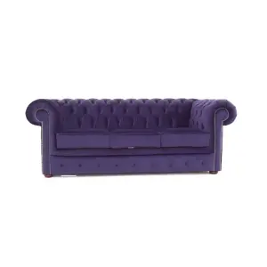 Chesterfield 3 Seater Malta Amethyst Purple Real Velvet Sofa In Classic Style