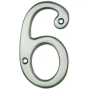 Satin Chrome Door Number 6/9 75mm Height 4mm Depth House Numeral Plaque