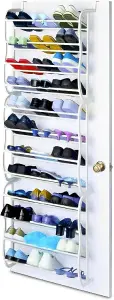 36 Pair Over the Door Hanging Shoe Rack Organizer Featuring 12 Tiers for Efficient Storage