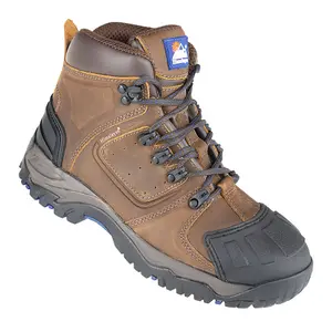 Himalayan S3 Brown Leather Safety Boots with Steel Toe and Scuff Cap