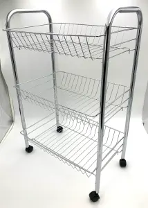 Buckingham Three Tier Mobile Trolley Kitchen Storage , Chrome Plated , Premium Quality