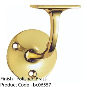 Heavyweight Stair Handrail Bannister Bracket Arm - Polished Brass 91mm Holder