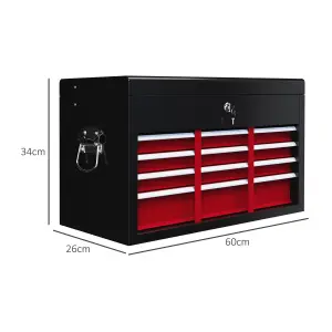 HOMCOM Lockable Metal Tool Chest w/ 6 Drawer, Ball Bearing Runners, Red