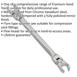 Versatile 10mm & 11mm Flexible Head Flare Nut Spanner Set for Compression Joints