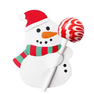 50PCS Snowman Christmas Pattern Lollipop Decorative Paper Cards