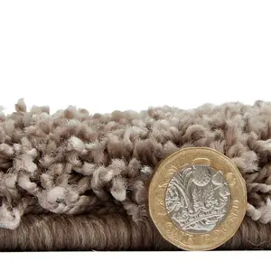 Modern Mink Shaggy Plain Easy To Clean Rug For Dining Room-80cm X 150cm